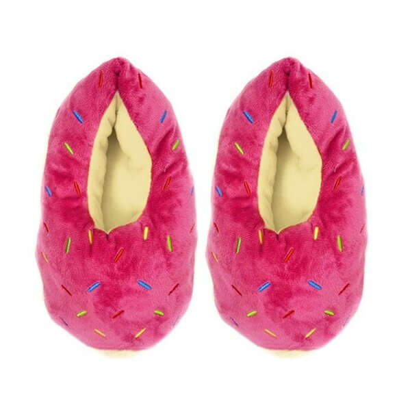 Oooh Geez Women's Funny Donuts with Sprinkles Fluffy House Slippers NWOT - Picture 6 of 6